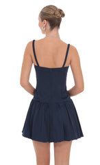 Ruched Bust Bubble Dress in Navy