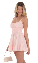 Chiffon Ruffled Dress in Pink
