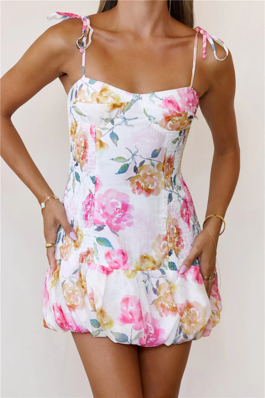 Softly She Blooms Mini Dress Print