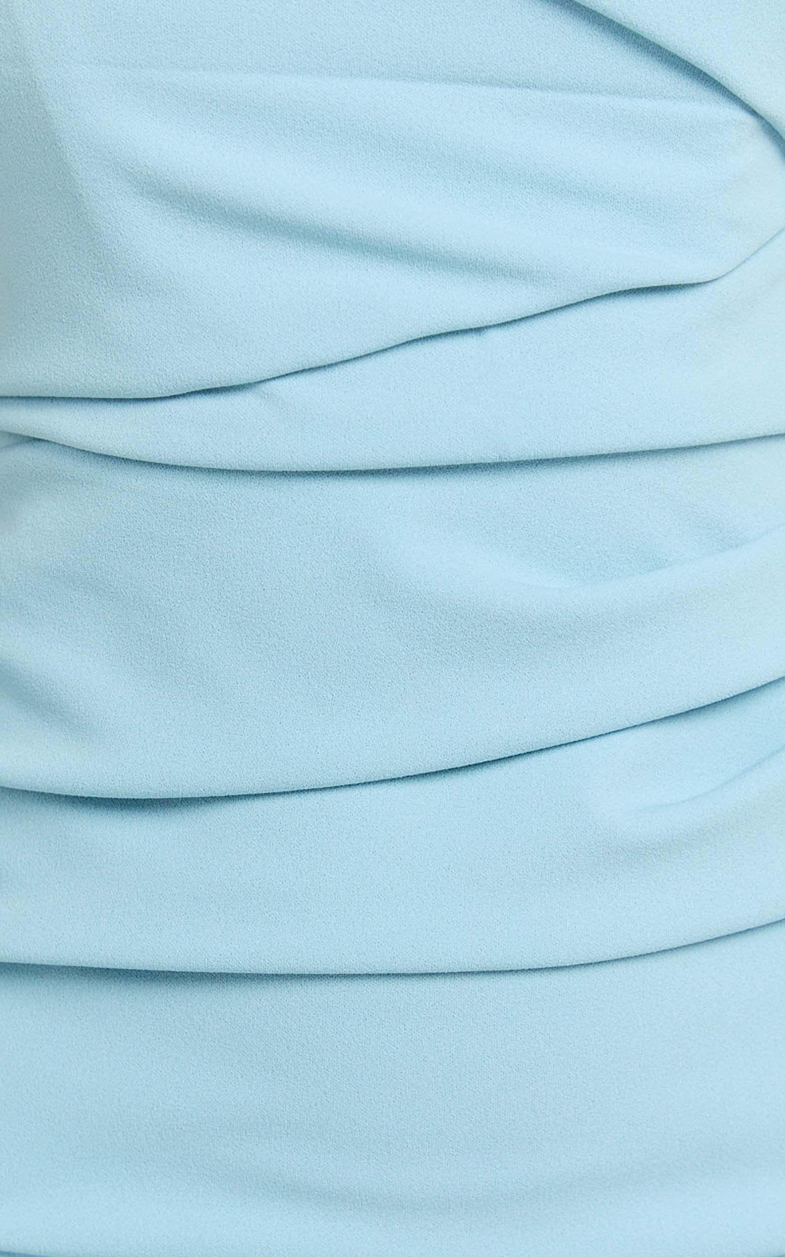 Junaidah Mini Dress Strapless Ruched Dress in Blue