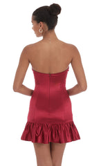 Cutout Satin Starpless Dress in Maroon