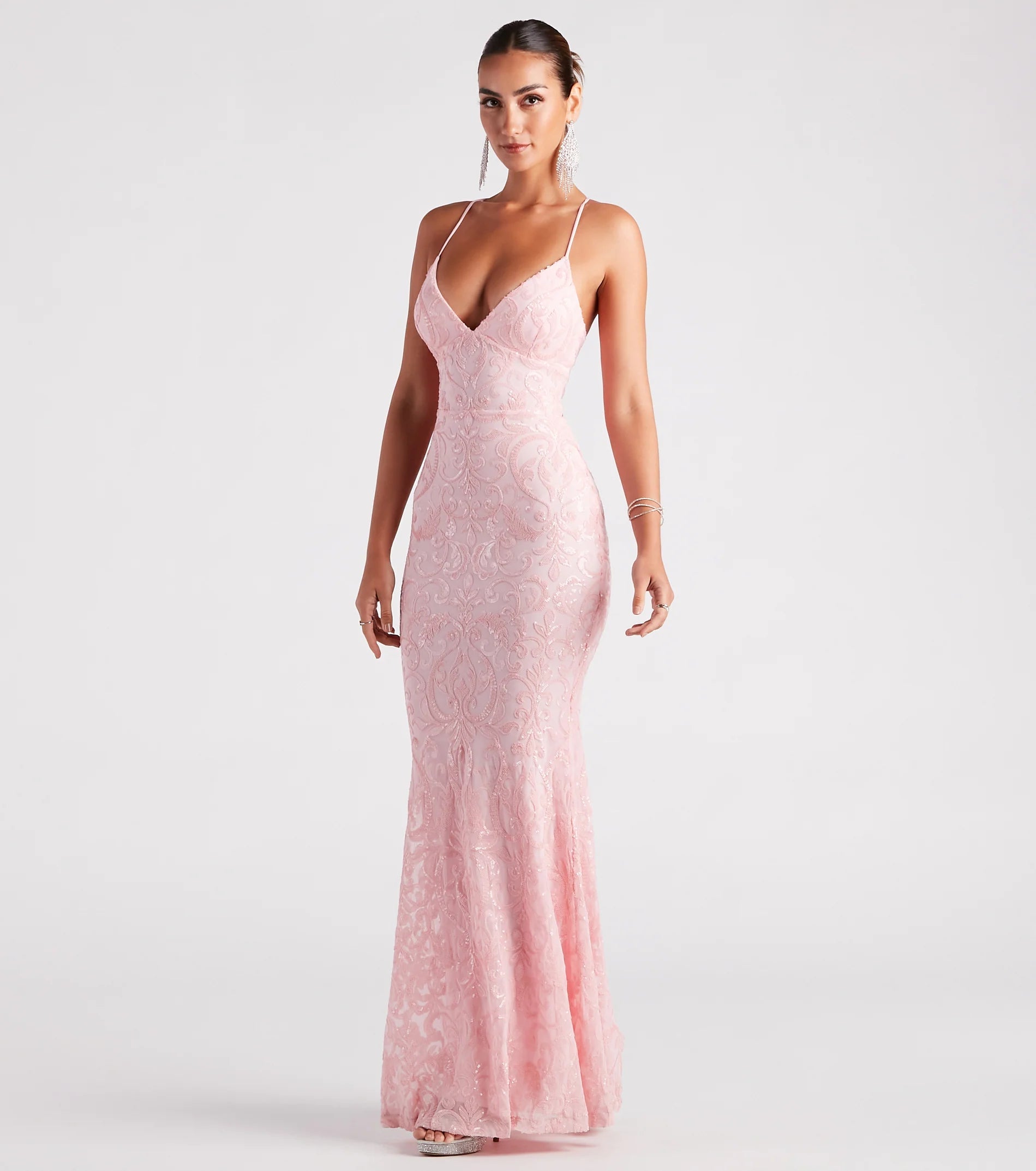 Bethanie Formal Sequin V-Neck Mermaid Dress